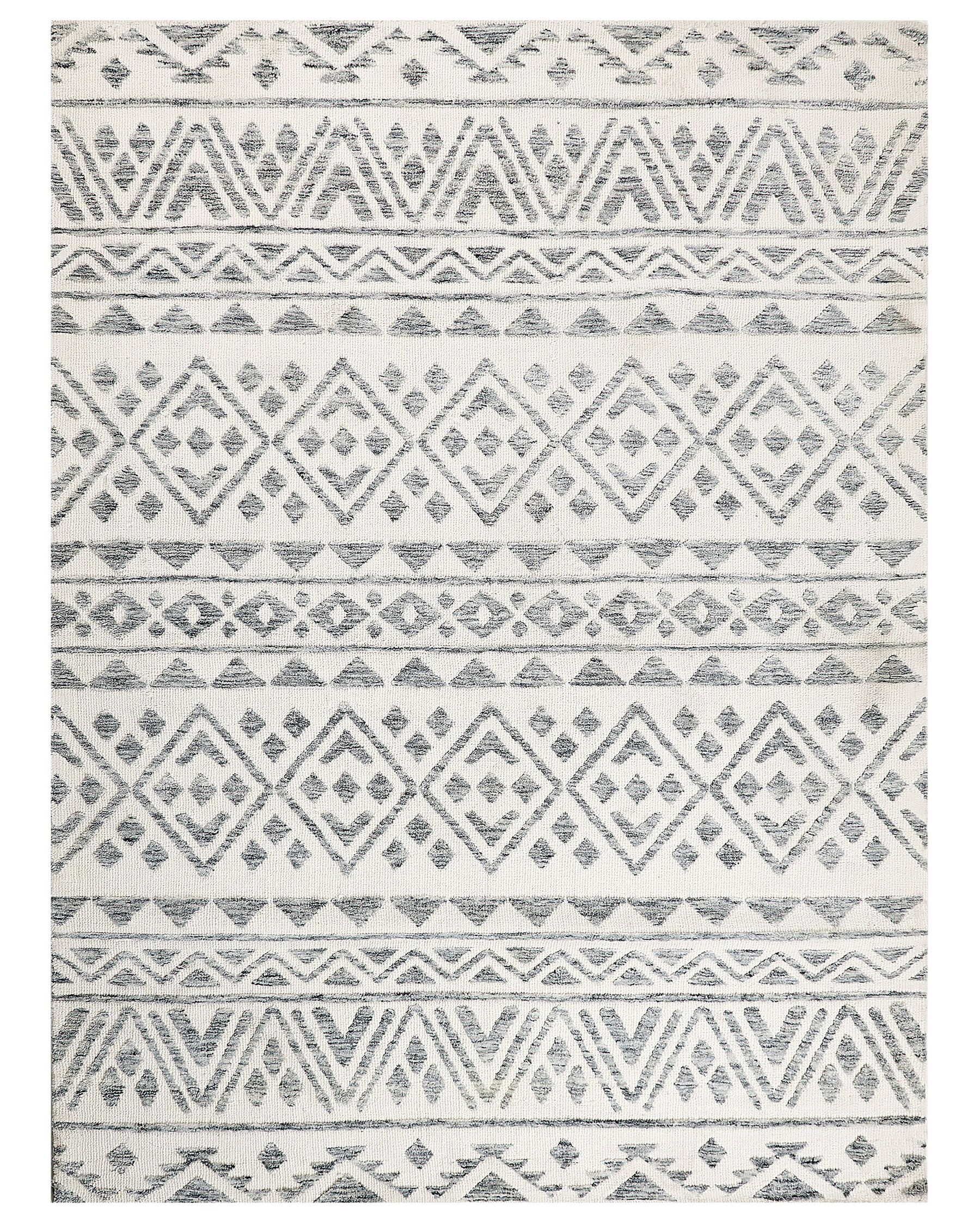 Teppich creme / grau 300 x 400 cm geometrisches Muster Kurzflor ASPANI_885733