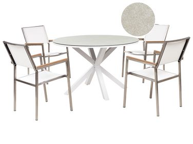 4 Seater Aluminium Garden Dining Set Glass Top White MALETTO/GROSSETO