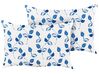 Set of 2 Outdoor Cushions Leaf Motif 40 x 60 cm White and Blue TORBORA_882362