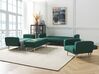 Conjunto de sofás 6 lugares e repousa-pés em tecido verde escuro FLORLI_905961
