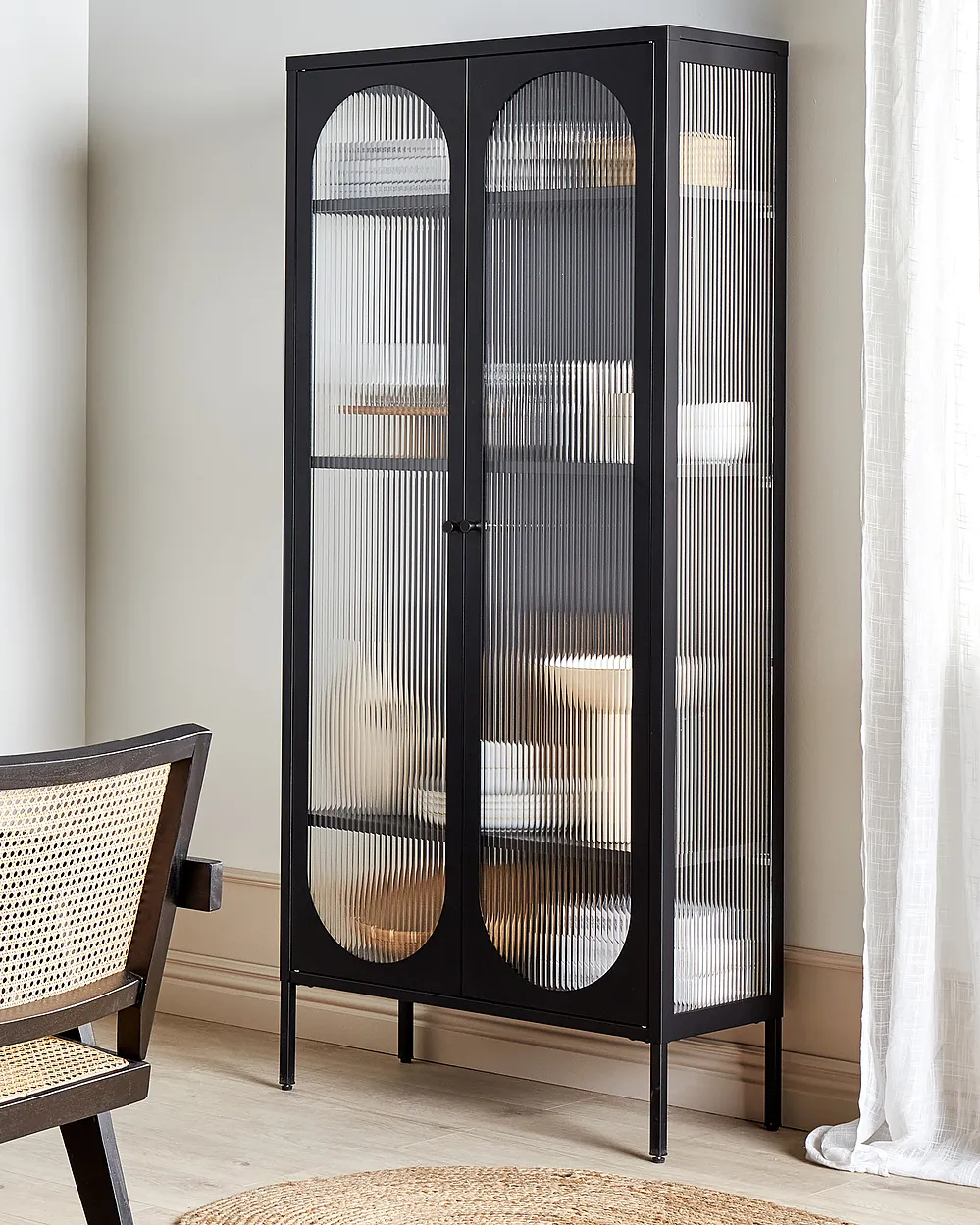 Glass Display Cabinet FOXTON 80 cm Metal Black
