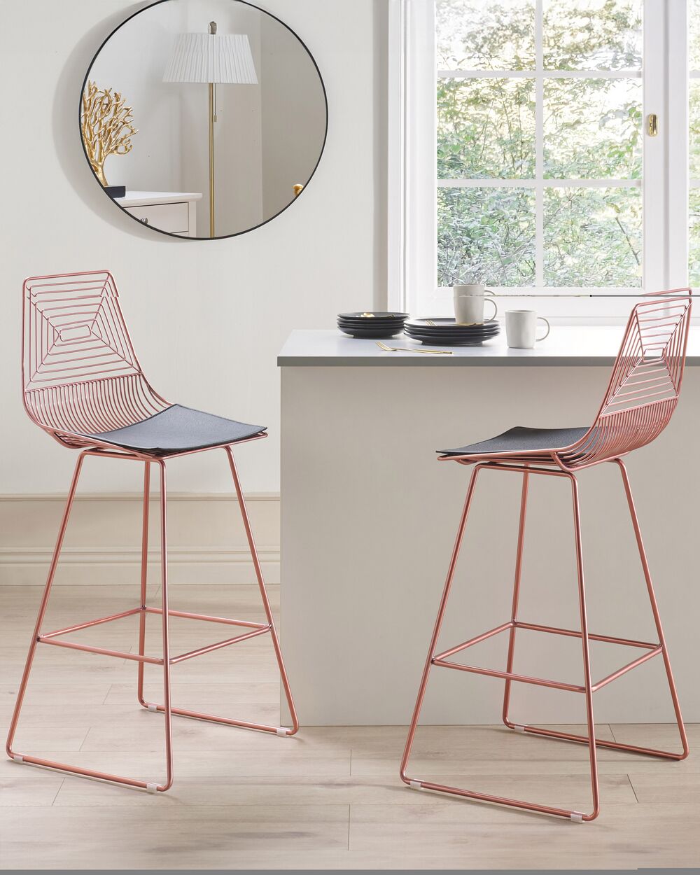 Bar Chair Set of 2 Metal Rose Gold BISBEE Beliani