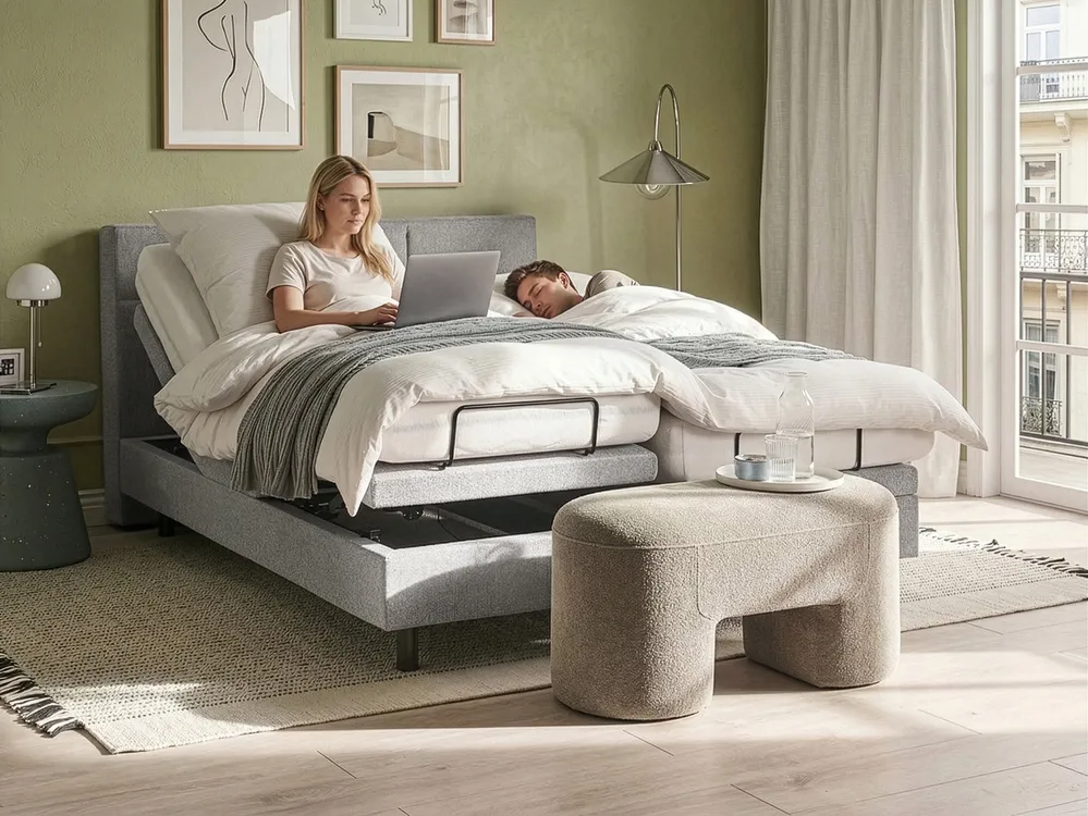 Adjustable Bed Fabric VICEROY 160 x 200 cm (EU King Size) Light Grey_1044415