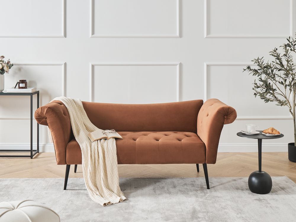 Chaise Longue NANTILLY Velvet Golden Brown