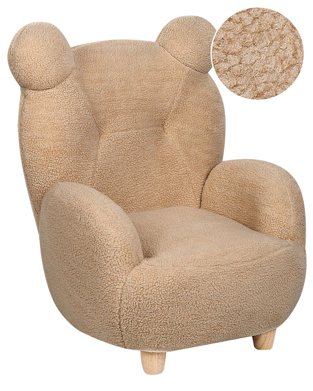 Kids Chair MELBU Fabric Light Brown Beliani.pl