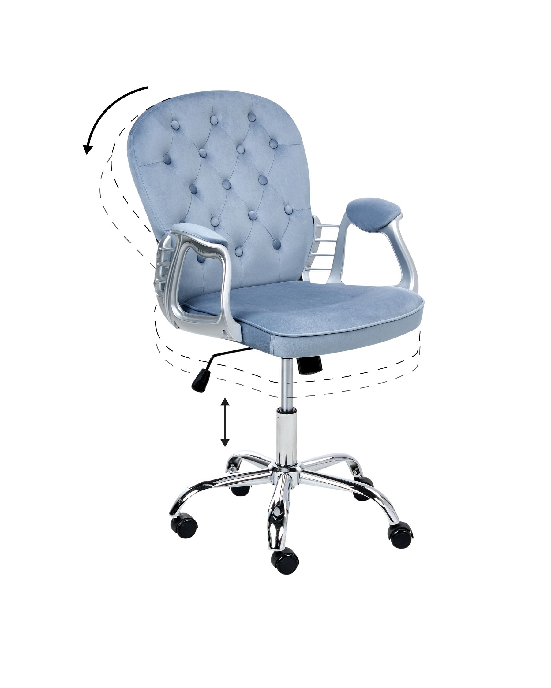 Krzesło biurowe regulowane welurowe jasnoniebieskie PRINCESS_975555