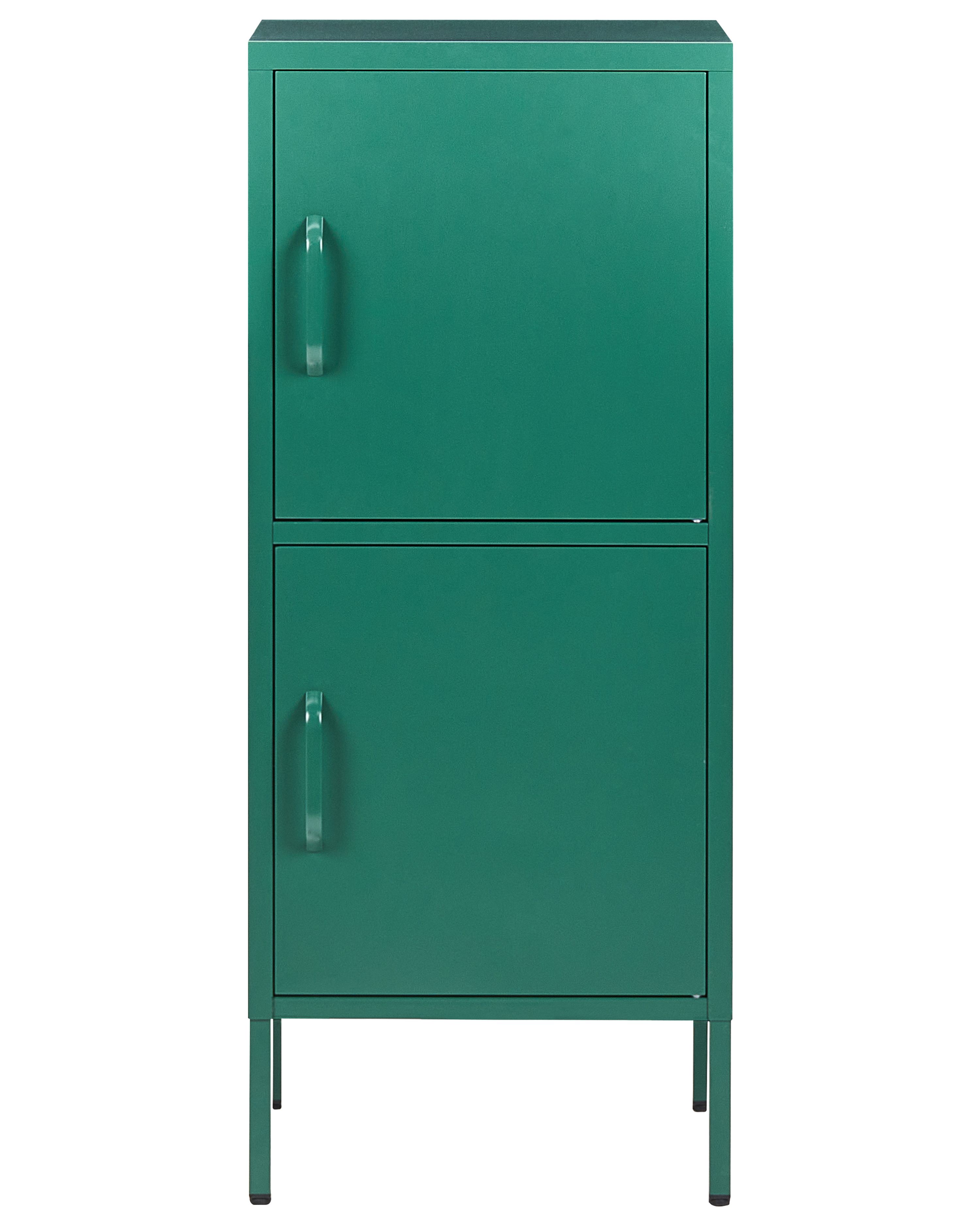 Aktenschrank Mit 2 Türen & 4 Fächern – Grüner Metallschrank Im Industrie-Look (40x40x102 Cm)
