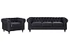 Living Room Set 4 Seater CHESTERFIELD Velvet Black