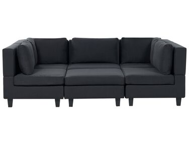 Ötszemélyes kombinálható fekete kárpitozott kanapé ottománnal UNSTAD
