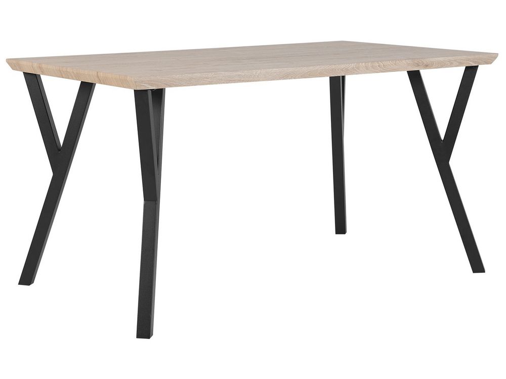Dining Table 140 x 80 cm Light Wood with Black BRAVO Beliani
