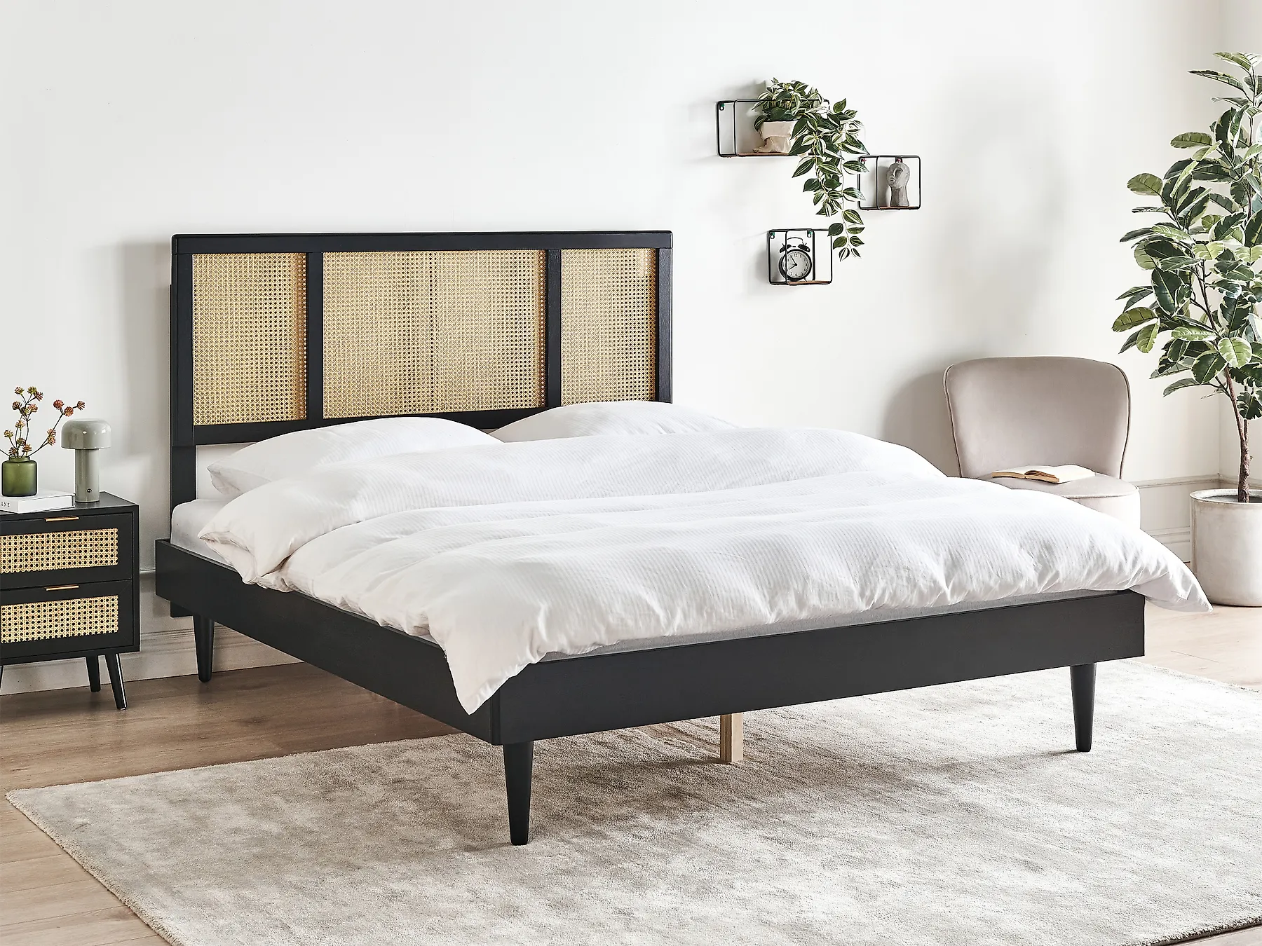Bed Rattan AURAY 160 x 200 cm (EU King Size) Black_948359