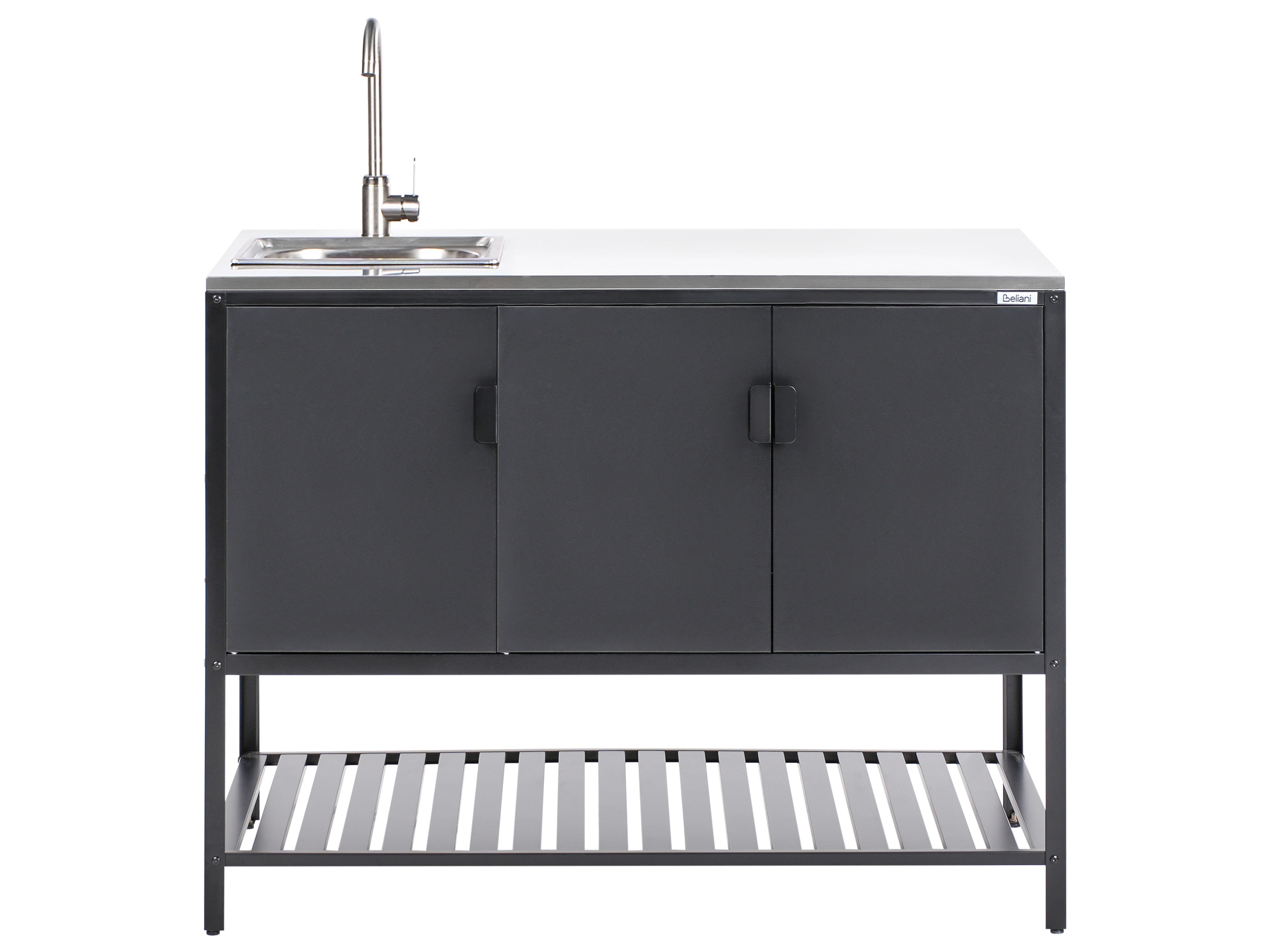 2 Piece Outdoor Kitchen Set with Sink MAENZA Metal Black | Beliani.co.uk