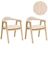 Set of 2 Dining Chairs ONECO Wood Light Brown/ Light Beige
