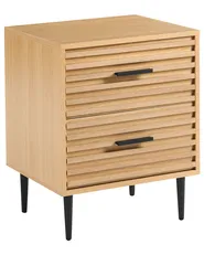 2 Drawer Bedside Table KEITH Light Brown_1038331