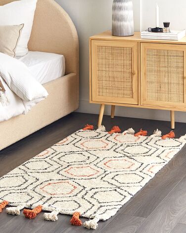 Cotton Area Rug 80 x 150 cm Beige and Orange HAJIPUR