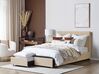 Łóżko z szufladami tapicerowane 140 x 200 cm beżowe LA ROCHELLE_832887
