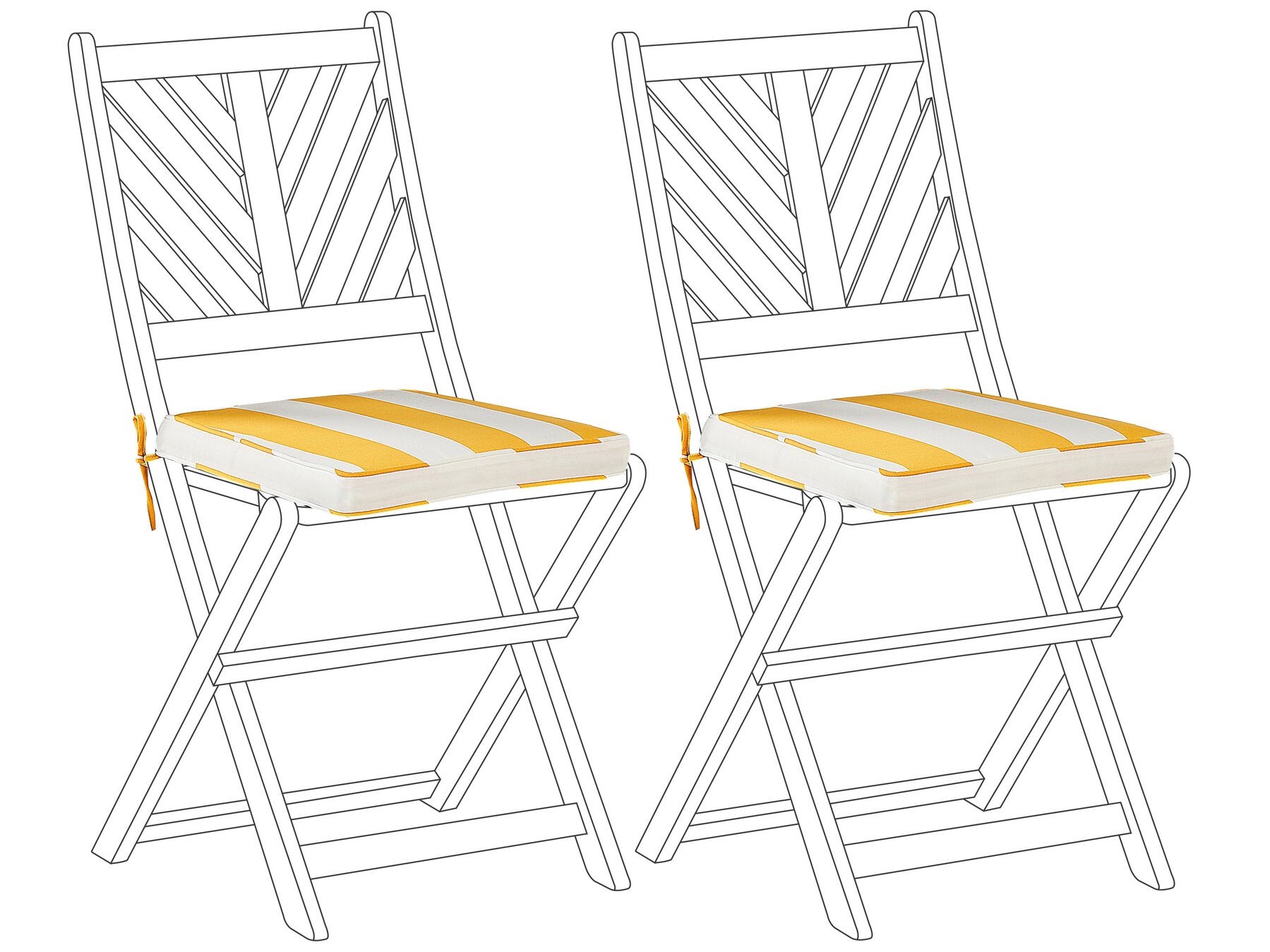 Set of 2 Outdoor Seat Pad Cushions Yellow and White TERNI _842507