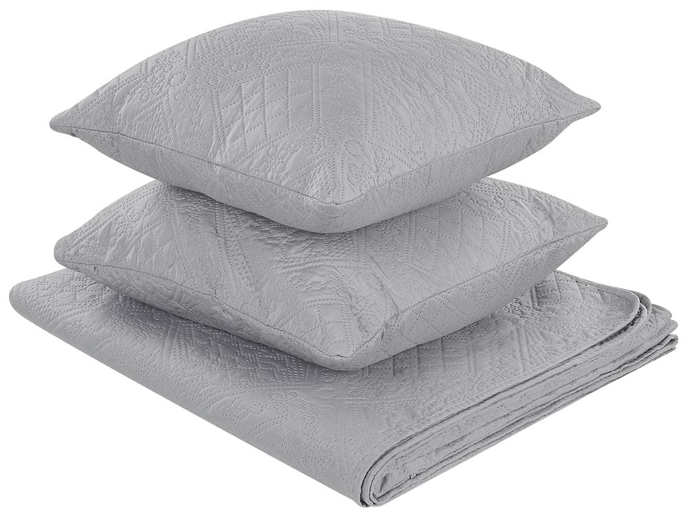 Colcha con cojines ALAMUT 160 x 220 cm Gris