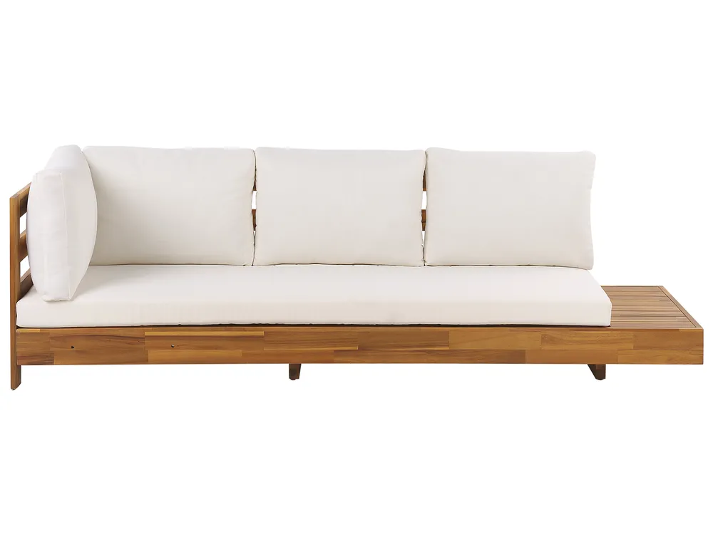 Garden Corner Sofa with Table 5 Seater MARETTIMO Certified Acacia Wood Off-White Right Hand_953843