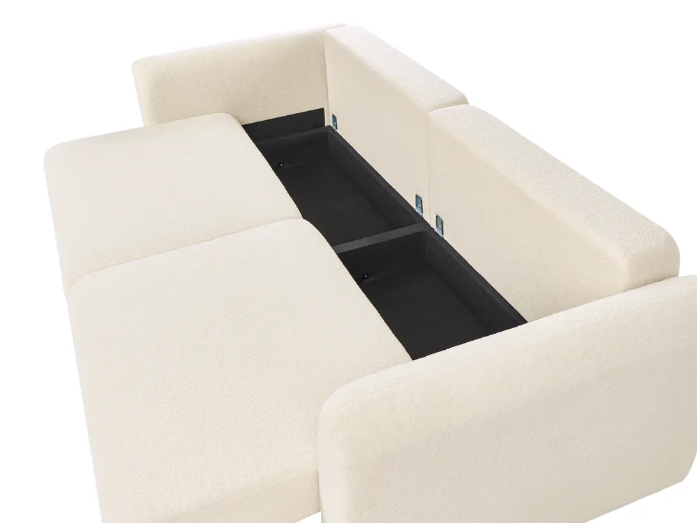 Sofa Bed 3 Seater VAXHOLM with Storage Boucle Off-White_1026790