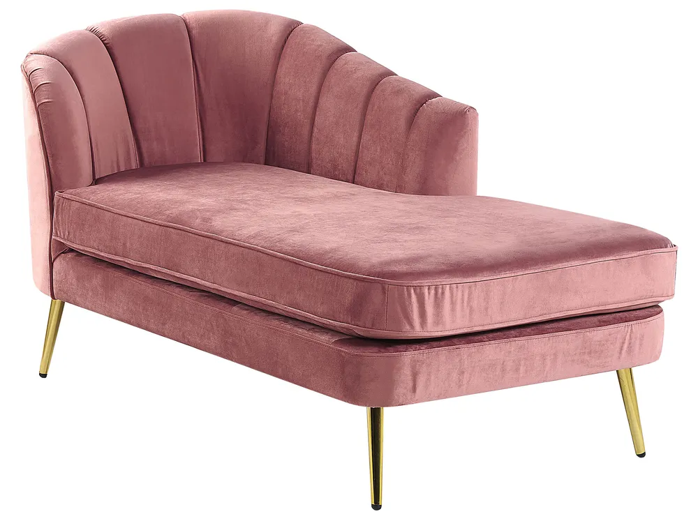 Left-Hand Chaise Longue ALLIER Velvet Pink_795592