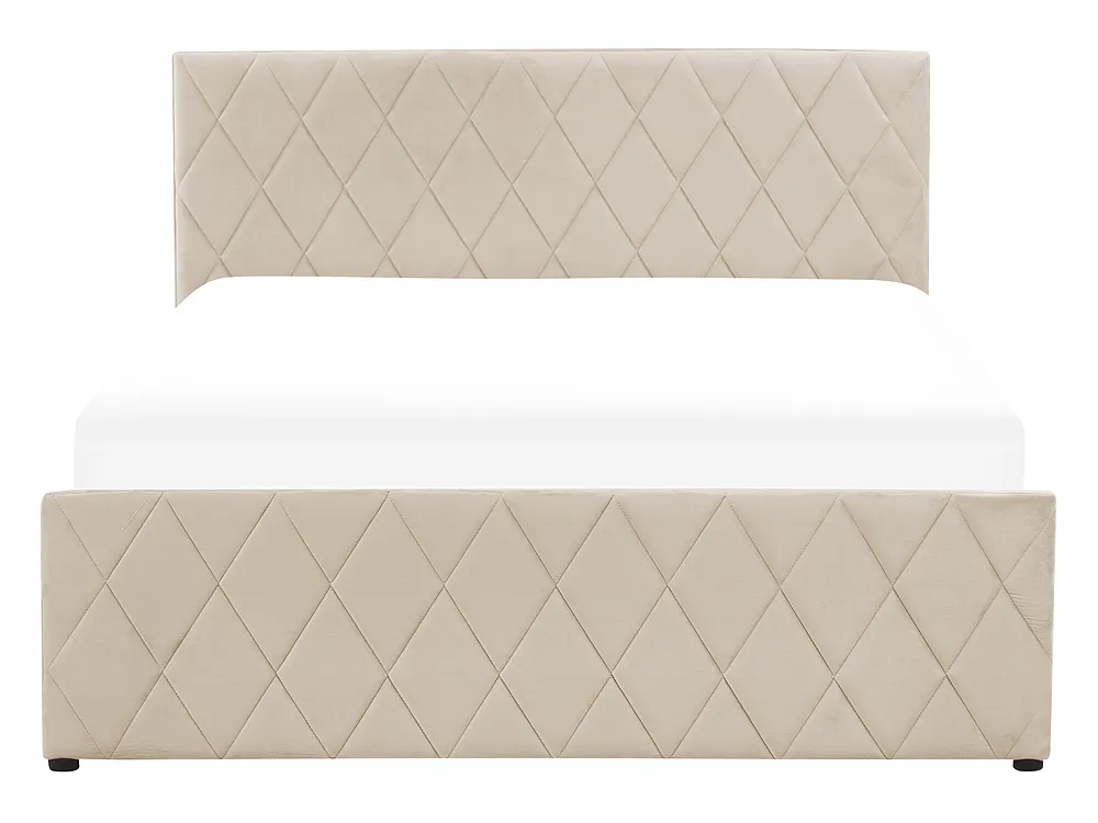 Bett mit Stauraum ROCHEFORT Samtstoff Beige 140 x 200 cm_857278