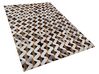 Kožený koberec hnědý s šedou TUGLU 140 x 200 cm_758319