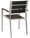 Set of 6 Garden Dining Chairs Black with Silver VERNIO_862858