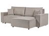 Left Hand Fabric Corner Sofa Bed with Storage Taupe KARILA_886022