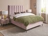 Ensemble de chambre en velours rose avec lit double 140 x 200 cm SEZANNE_916718