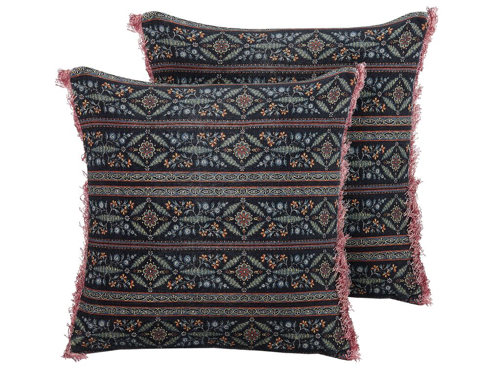 Set di 2 cuscini RUTA 45 x 45 cm Velluto Multicolore Trama floreale