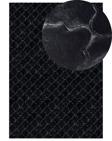Kunstfellteppich Kaninchen schwarz 160 x 230 cm Shaggy GHARO