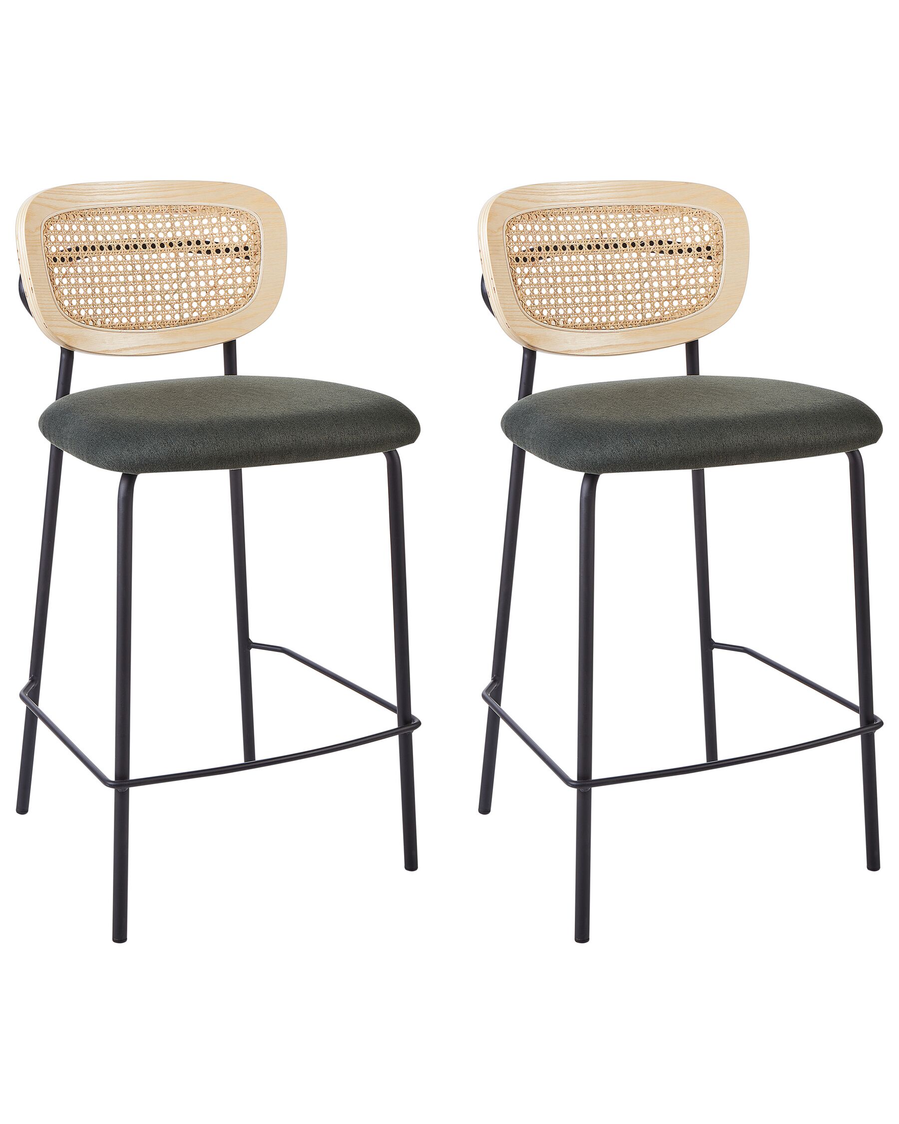 Lot de 2 chaises de bar en tissu vert foncé MAYETTA_931888