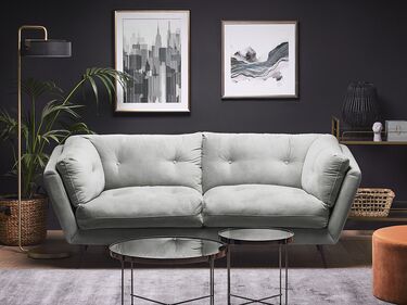 3 Seater Velvet Sofa Grey LENVIK