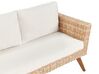 Lounge Set Rattan hellbraun 4-Sitzer Auflagen cremeweiß VITTORIA_930709