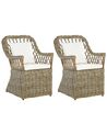 Conjunto de 2 sillas de jardín de ratán beige/blanco MAROS_824030