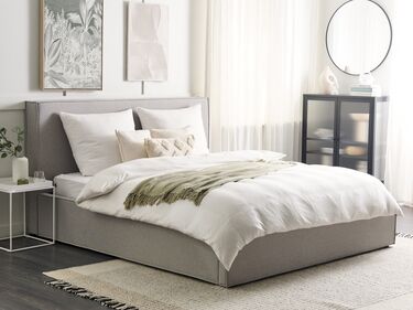 Fabric EU Super King Size Ottoman Bed Light Grey MOISSAC