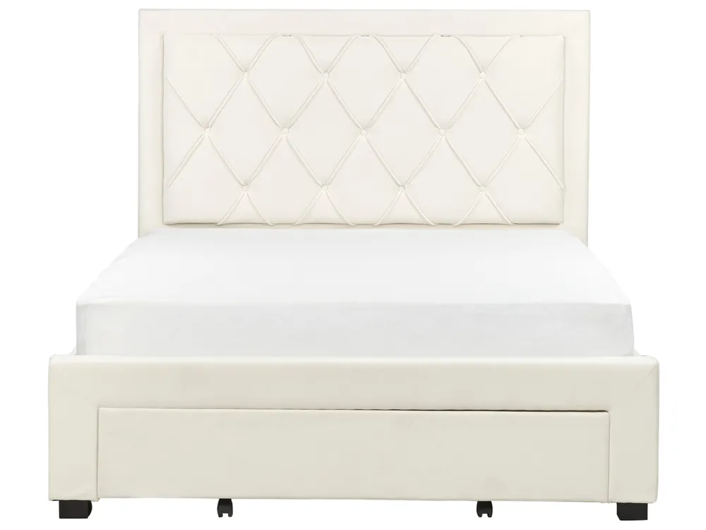 Bed with Storage Drawers LIEVIN Velvet Light Beige 140 x 200 cm (EU Double)_902397