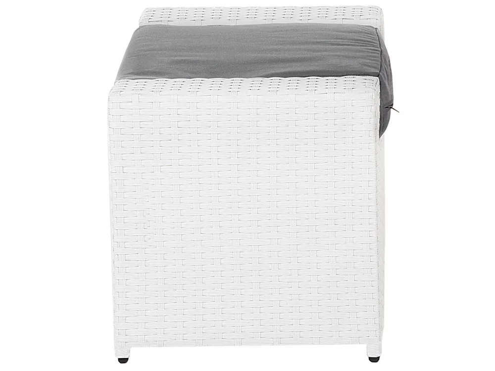 Garden Lounge Set with Table and Ottoman 6 Seater ROMA PE Rattan White_677885