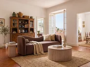 Sofa dla 3 osób VELTADA Welur Ciemnobrązowy_1156508