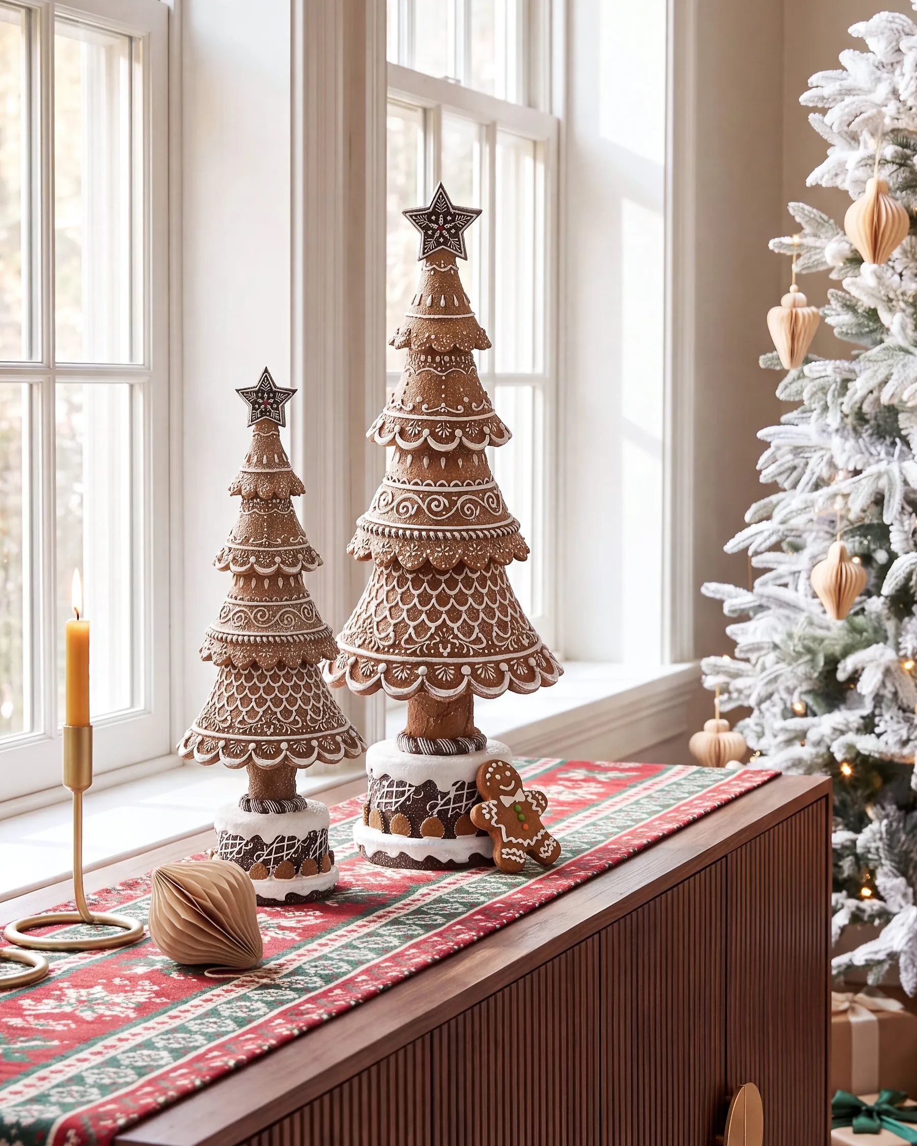 Lot de 2 décorations de Noël KOPPELO 33/42 cm Arbre de Noël Marron_1175640
