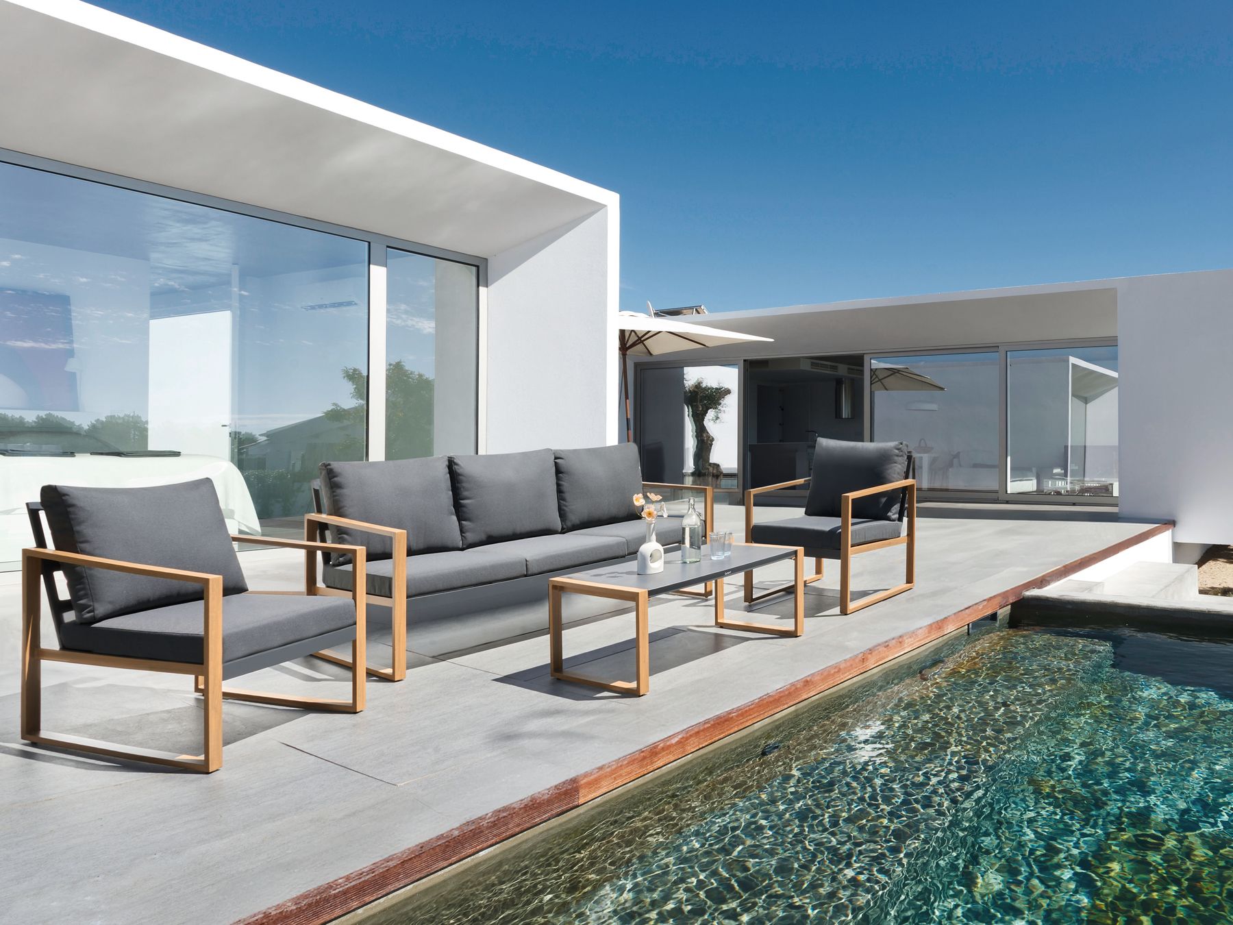 Zestaw ogrodowy 5-osobowy aluminium ciemnoszary GELSO_998503