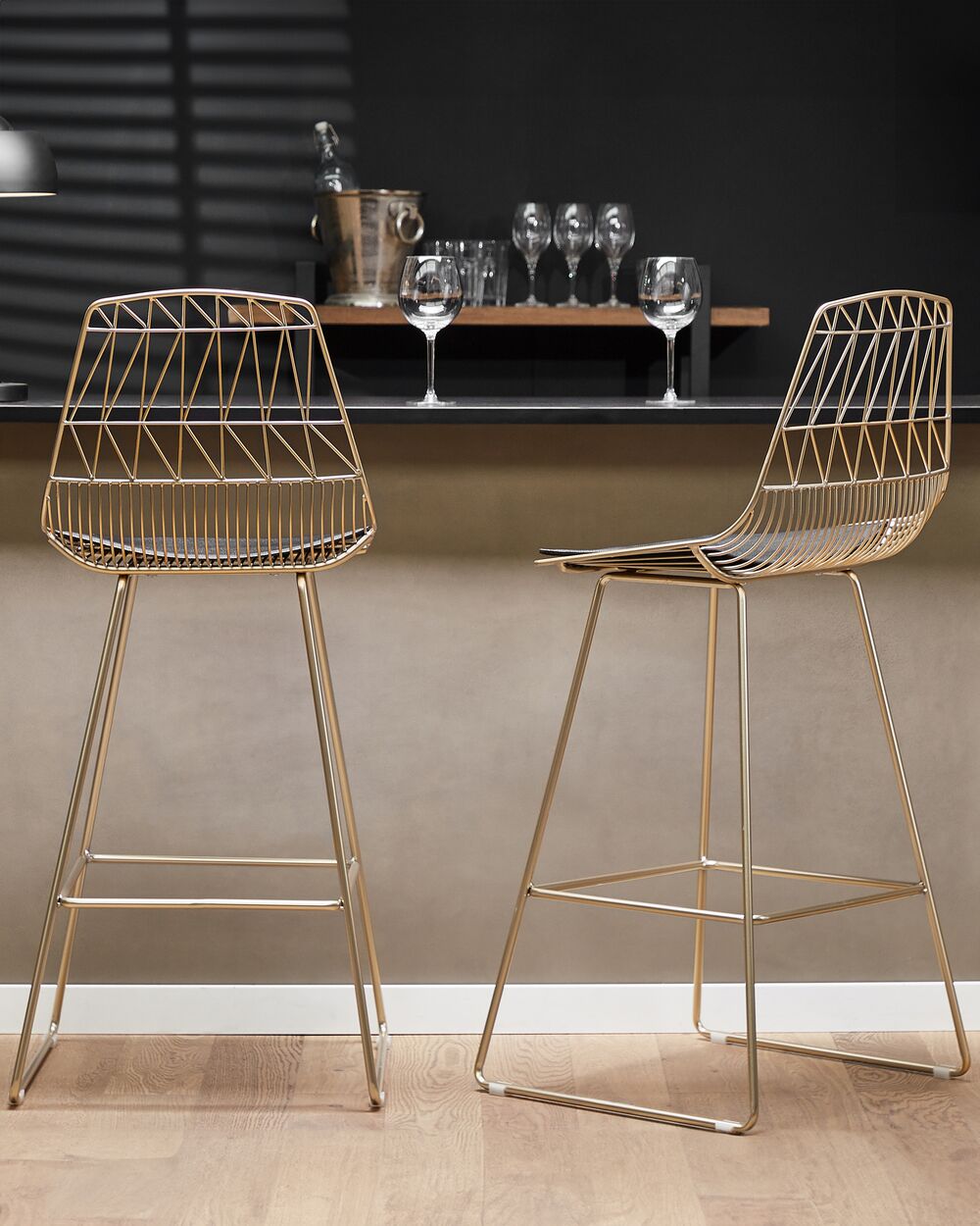 Set of 2 Bar Chairs PRESTON Metal Gold Beliani