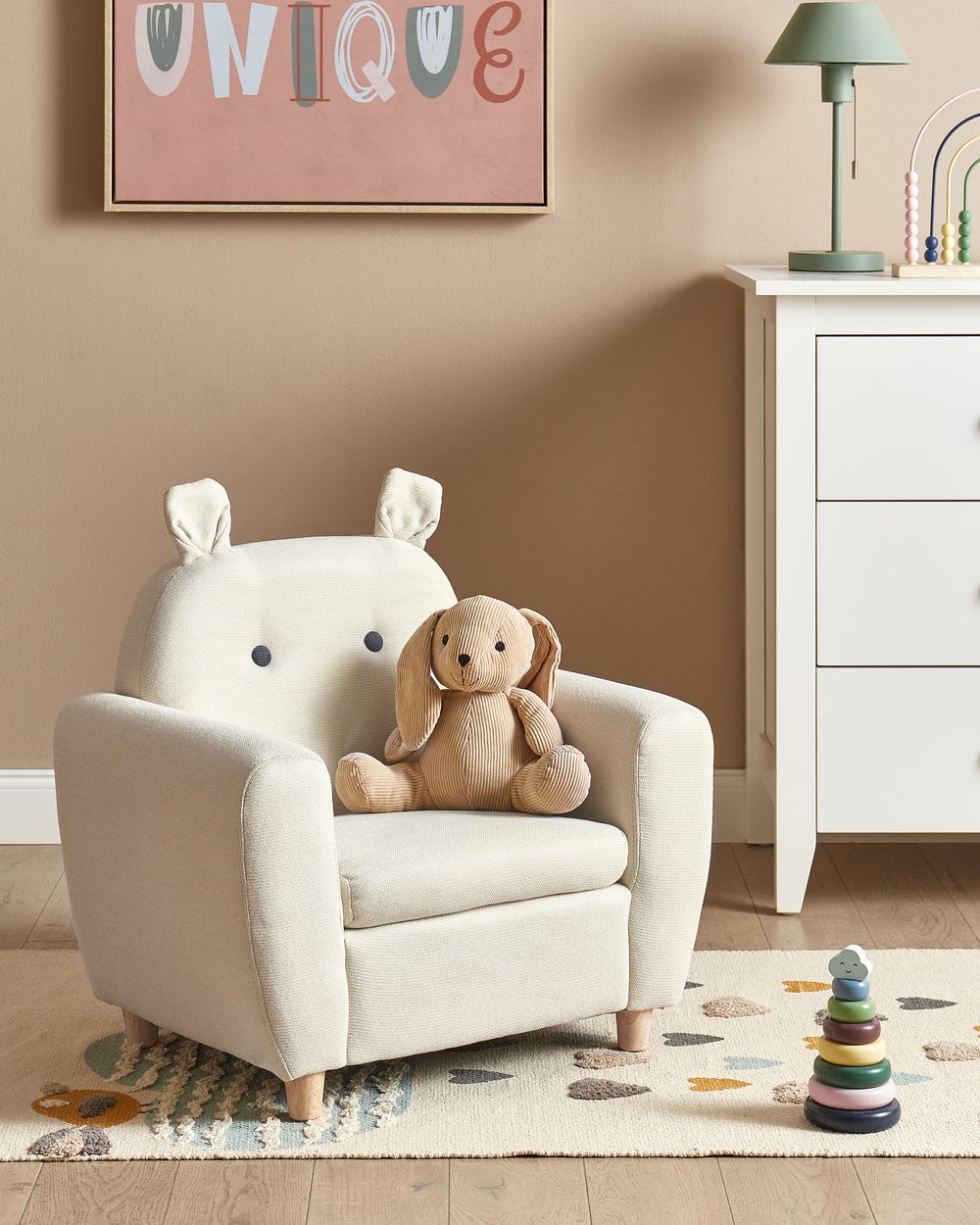 Fauteuil pour enfants Hippopotame MARIBO Tissu Blanc cassé