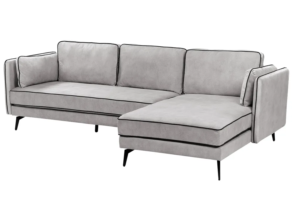 Corner Sofa 3 Seater ALTAN Velvet Light Grey Left Hand_878521