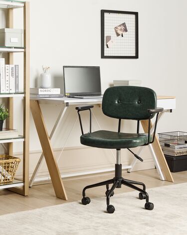 Faux Leather Desk Chair Dark Green ALGERITA