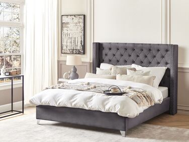 Velvet EU Super King Size Bed Grey LUBBON