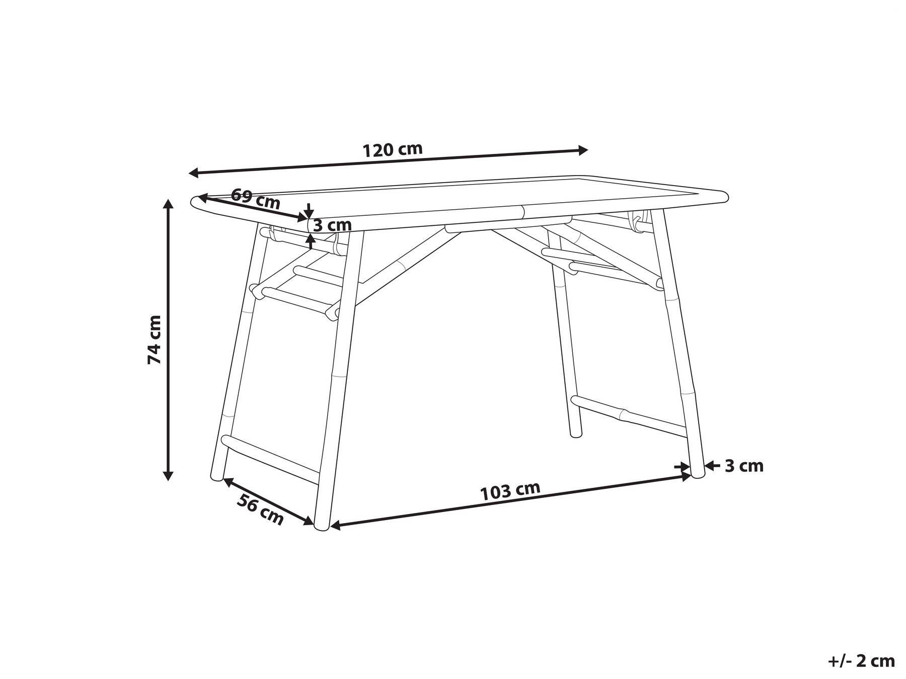 Stół ogrodowy MOLISE 120 cm 69 cm Bambus Jasnobrązowy_838120