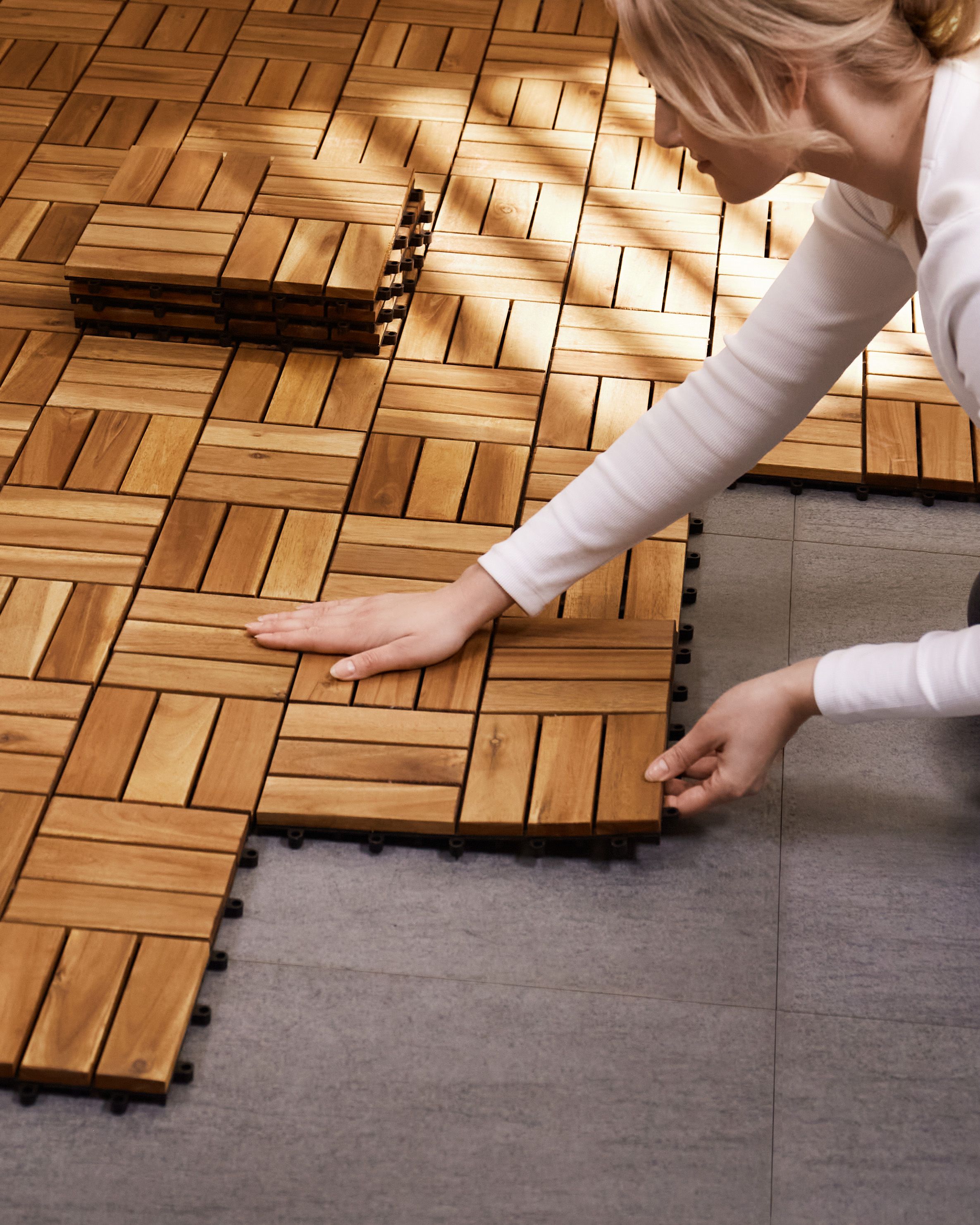 Piastrelle Legno Acacia 66pz 6m² - Per Esterni, 30x30cm, Sistema Ad Incastro, Certificato FSC - Foto 9