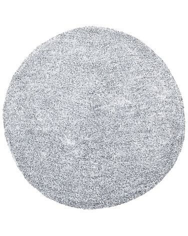 Tappeto shaggy bianco-nero tondo ⌀ 140 cm DEMRE